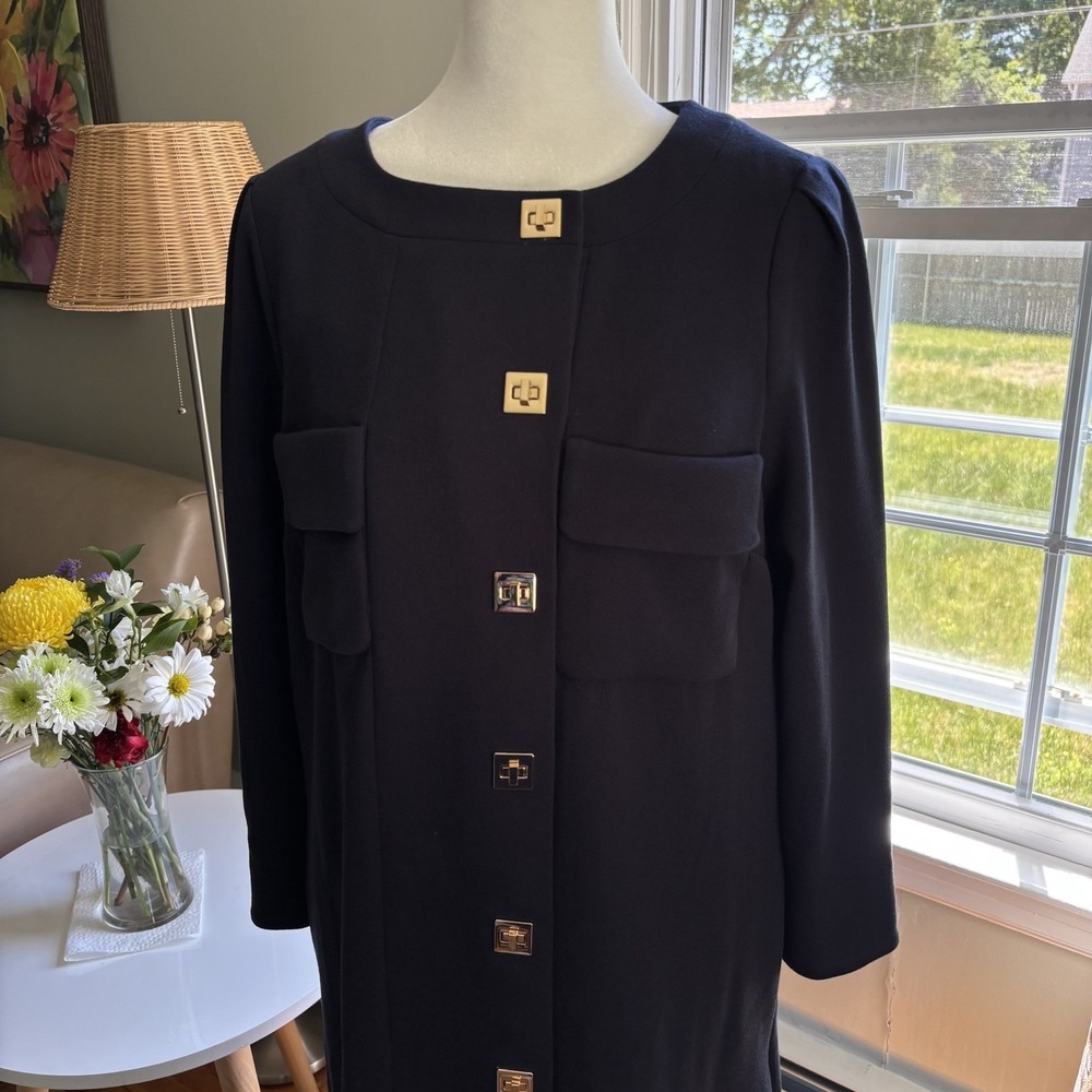 Tuckernuck Barnett Midi Dress Navy Blue Womens Size S Old Money Preppy Luxury - Picture 4 of 15